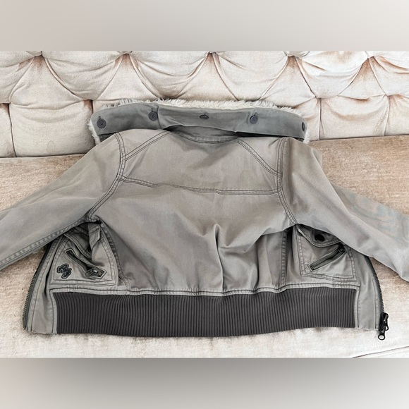 Extremely RARE Y2K Viral Abercrombie & Fitch Bomber Jacket Cotton Sz S faux fur - Picture 8 of 16